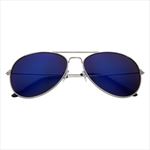 Silver Frames with Blue Mirrored Lenses Front